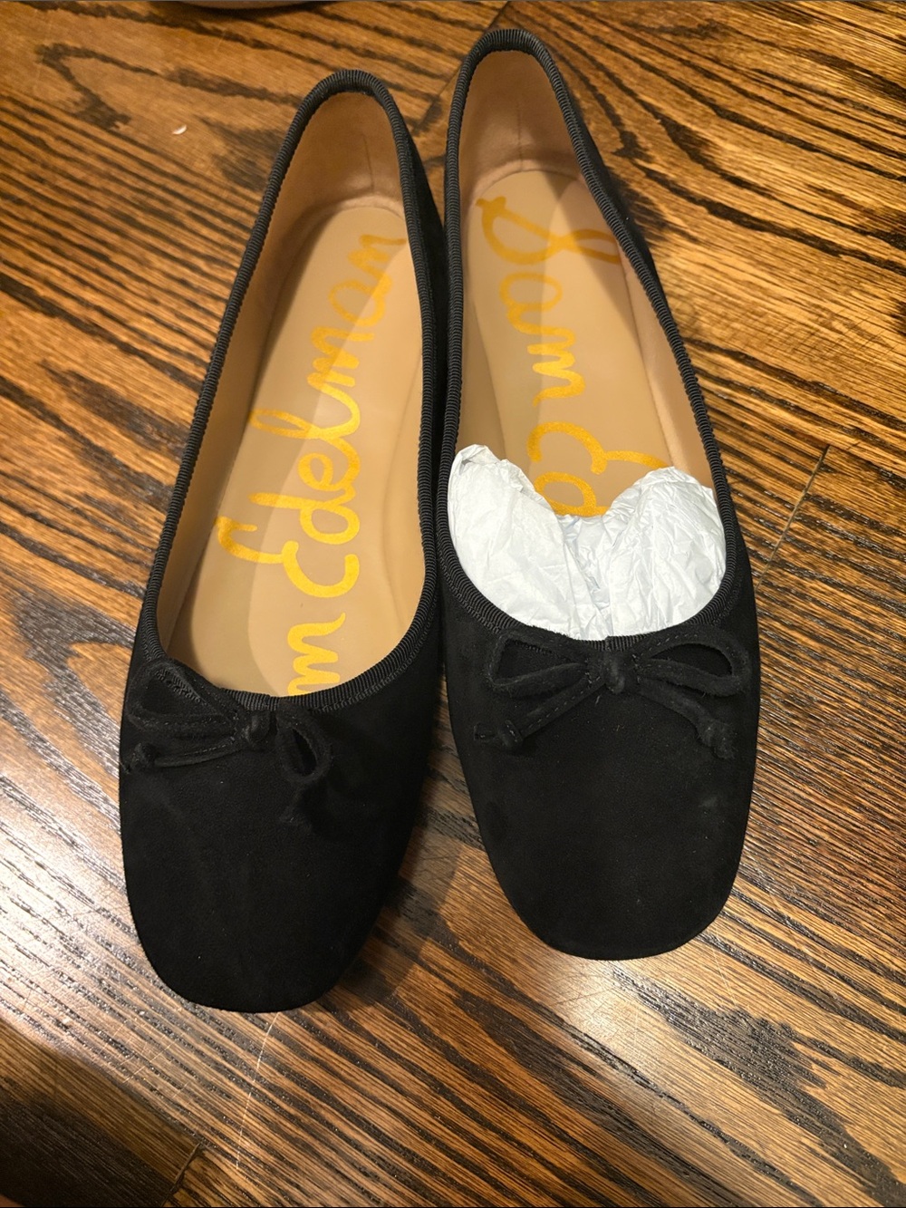 Sam Edelman Black Suede Ballet Flats with Bow - Picture 2 of 4